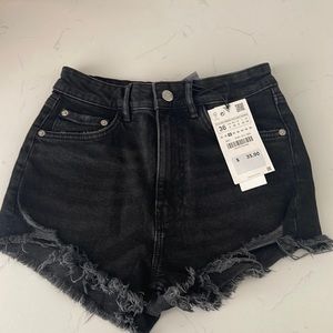 Zara high-rise black jean shorts